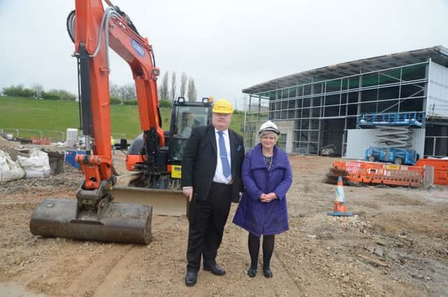 Communities Secretary Eric Pickles and county council leader Anne Western visiting Markham Vale
