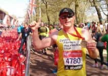 Fundraiser Martin Beresford after completing the London Marathon.