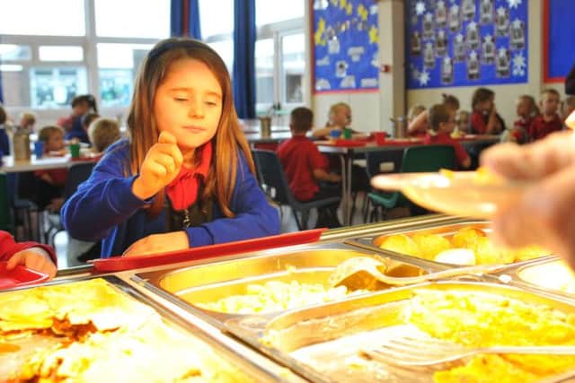 School dinner being served