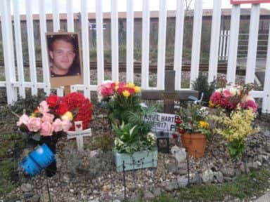 The memorial to Phil Dawn at the King's Mill Crossing.