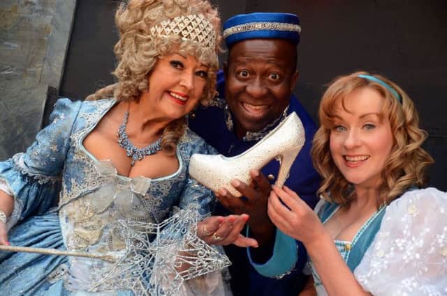 Mansfield Palace Theatre Pantomime launch.
Cinderella with her fairy Godmother and Buttons.