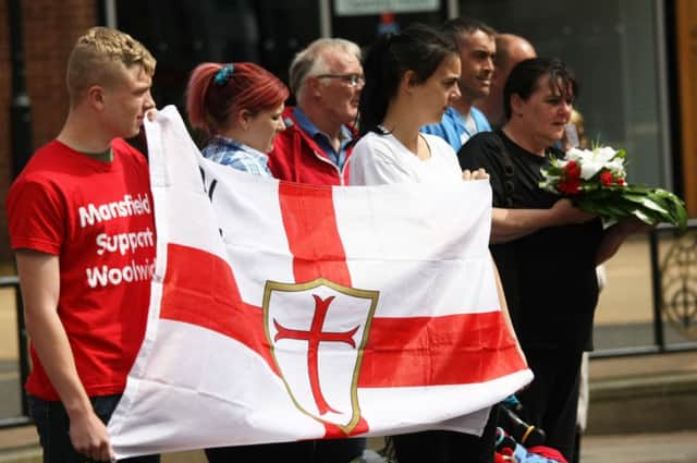 The EDL held a memorial walk and two minutes silence in Portland Square in Sutton in memory of Lee Rigby