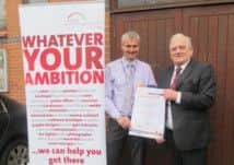 Coun Jim Aspinall (right) and Peter Rowley of Vision West Nottinghamshire at the NOSH Centre, Stanton Hill.