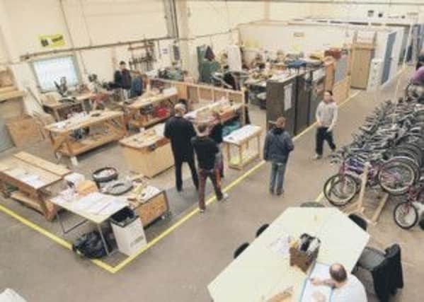 Learning Skills: The workshop is split into three areas for painting and decorating, woodwork DIY and bike maintenance.