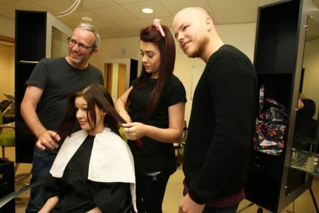 The hairdressing department at Ashfield School supported the Matrix UK's sping and summer tour 2014. Guest stylists Paul Falltrick and Ross Taylor with Annie Chatterton and client Emma Johnston