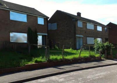 Some of the empty council houses on Warwick Close in Kirkby