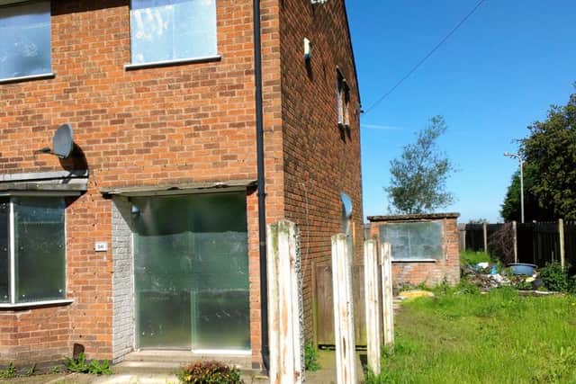 One of the empty properties on Warwick Close, which has been victim of fly-tipping and vandalism.