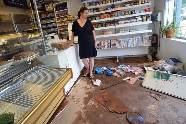 Southwell flood.Bridget Vint in Easthorpe News where she works.