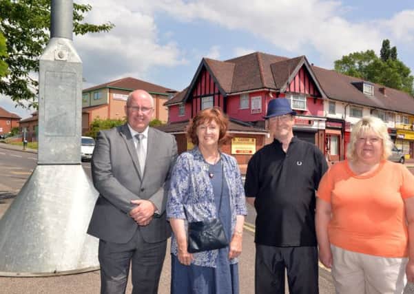 A new CCTV camera at Ravensdale Road, Mansfield has been a success in reducing anti-social behaviour, pictured are from left Coun Mick Barton, Coun Christine Smith and residents Harry Hall and Lorraine Woolley