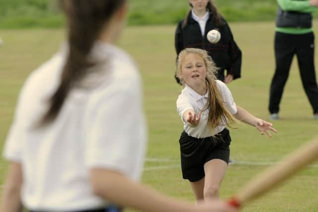 Wyre and Fylde Year 10 rounders.  Alysha Ross-Smith bowling for Millfield.