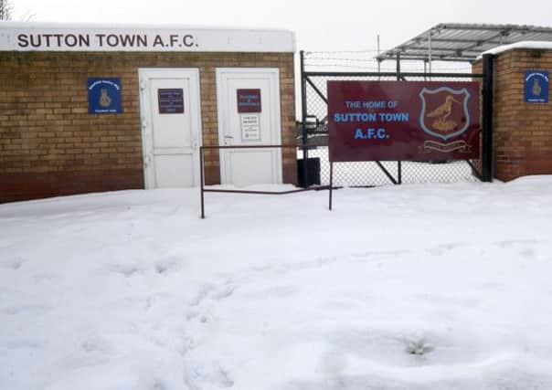 A snowy day at The Fieldings - home of Sutton Town AFC.