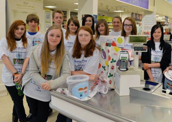 Bag packers out in force at Hucknall Tesco, raising money for Batten disease charity Battle Batten