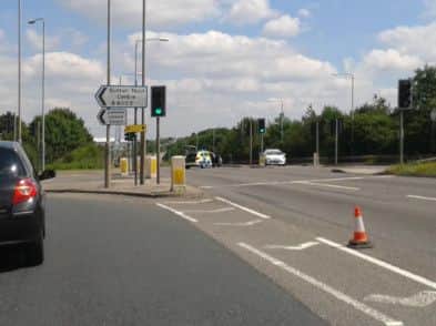 The A38 at the junction with The Snipe.