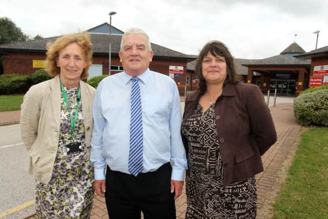 Ashfield Health Village. Pictured are Doctor Hilary Lovelock, Councillor Jim Aspinall and Amanda Brown, Service Director at Mansfield and Ashfield Clinical Commissioning Group at Ashfield Health Village.