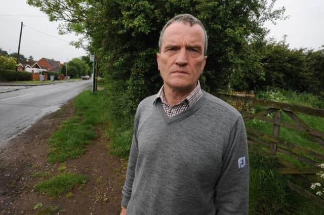 Bruce Laughton Newark and Sherwood District Councillor for Farnsfield is unhappy along with residents on Cockett Lane about housing plans on the adjacent field.