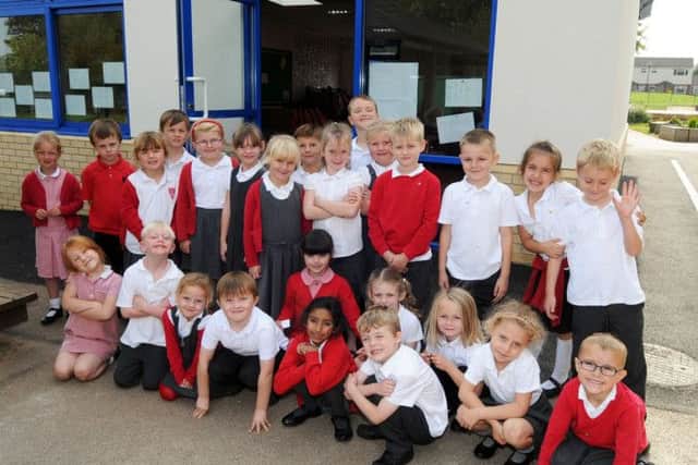 The new classroom at the Edgewood Primary and Nursery School and it's new occupants, which was built over the summer break to accomodate rising numbers.