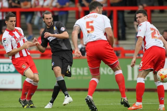 Ollie Palmer tests the keeper at Stevenage