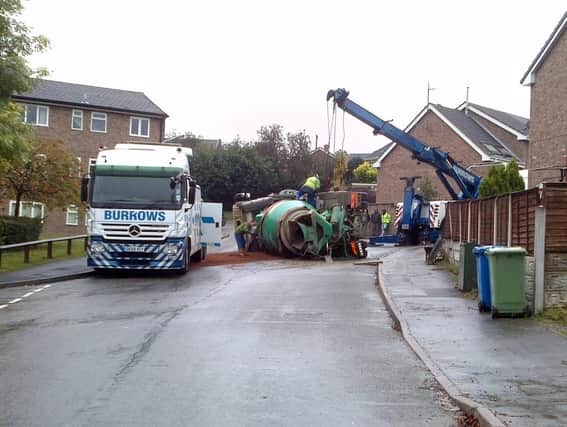 Lorry overturned in Lavant Court, Brimington,