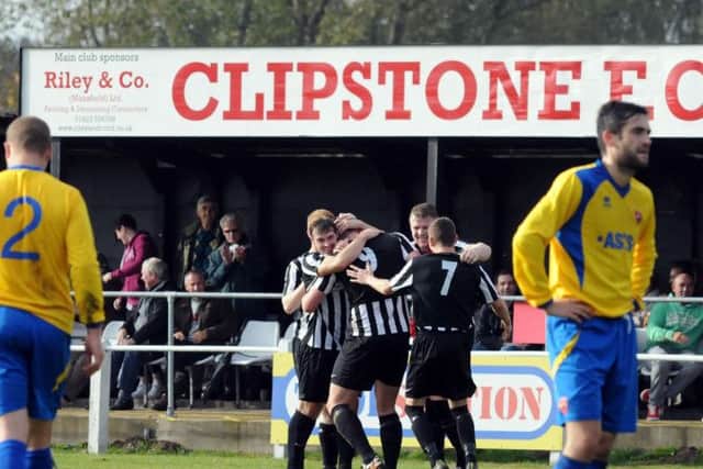 Clipstone MW v AFC Mansfield.
Clipstone celebrate their instant reply to AFC Mansfield's first half goal.