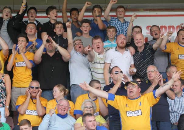 Mansfield Town fans in full voice -Pic by: Richard Parkes