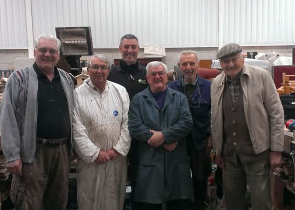 At the Men in Sheds at Blidworth: Colin Sharpe, Dennis Lee, coordinator Chris Riley, Ivan Smith Geoff Swain and Richard Felds.