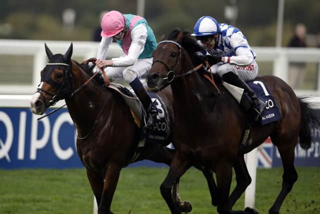 DUEL TO REMEMBER -- Noble Mission (far side) fights off Al Kazeem in the highlight of QIPCO British Champions Day at Ascot (PHOTO BY: Steve Parsons/PA Wire)