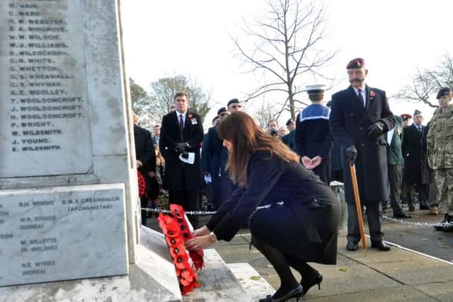 Ashfield MP Gloria De Piero lays her wreath in Sutton.