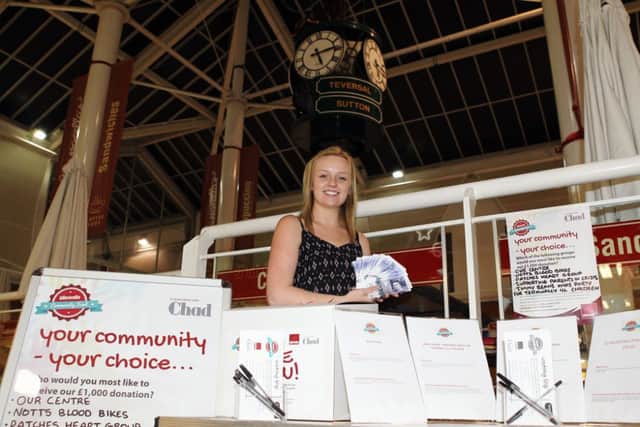 Idlewells £1,000 giveaway to a deserving community group.
Assistant Manager Chloe O'Donnell holds £1,000 in cash at the stall where people can vote.
Picture by Dan Westwell