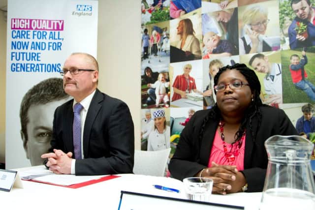 Doctor Doug Black and Dr Vanessa MacGregor speaking at a NHS press conference