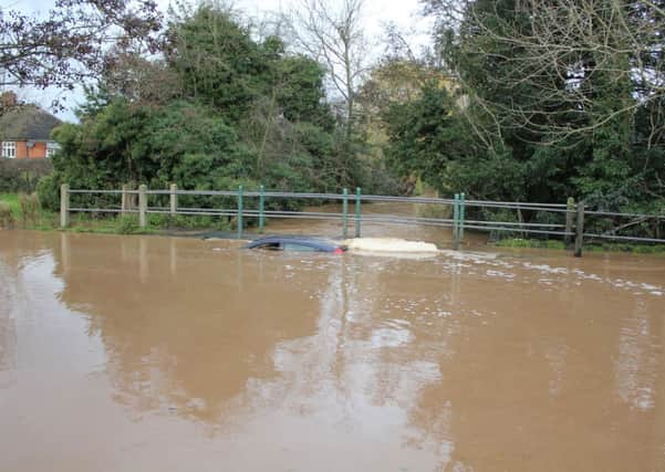 This is what happened to one driver who risked driving through the swollen Rufford Ford last year.
