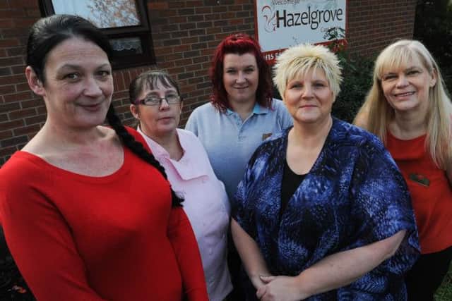 Hazelgrove Care Home in Hucknall has been shortlisted for Great British Care Awards East Midlands. L-r Rachel Melia, Karren Cheriton, Lianne Elvidge, Lorraine Poundall Manager and Jane Taylor. nhud 20-11-14 care awar(2)