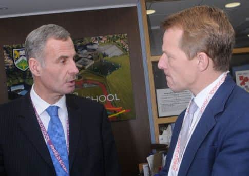 Ashfield School head, Dick Vasey, chats with Government Minister, David Laws.