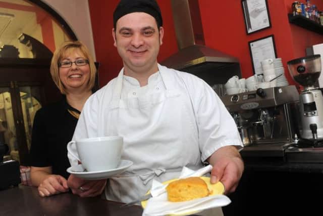 Rumbles manager at the Old Library, Helen Emson with chef Alan Peacock.