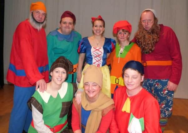 Back: Prof (Paul Holland), Cheeky (Peter Maddison), Snow White (Hannah Bradford), Sniffly (Dawn Blackburn), Grumbly (Ian Simpson)
Front: Snoozy (Tara Madeley), Loopy(Chrissy Smith) and Blusher (Donna Knowles) in Snow White and the Seven  Dwarfs at Bolsover.