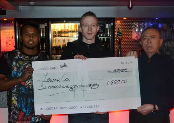 (Left) Vijay Selvam Manager Of ILLUSIONS (middle) William Boulton (Right) Cliff Phillippou Owner of ILLUSIONS nightcub
The club  donated the proceeds of the door entry money from Christmas Eve to Leanna Cox to pay towards her Dream Wedding.