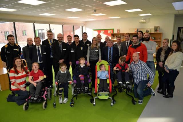 Launch of Hall-Fast Industrial Supplies annual charity ball to raise money for Fountaindale School, pictured are sponsors, children and staff