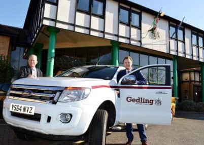 Gedling Borough Council leader John Clarke and deputy leader Michael Payne with the new vehicle.