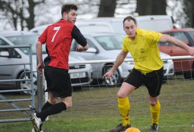 Holbrook St Michaels V Blidworth. Pictured for Holbrook is Robert Robinkle and for Blidworth is Gary Atkins.