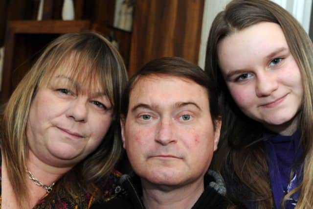 Dave Donovan, with daughter Bethany and wife Kerry, at their Kirkby in Ashfield home.
