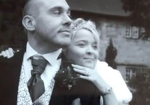 Laura Dowie with husband Michael at their wedding.