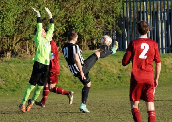 Clipstone v Lincoln Moorlands Railway.    
Ryan Damms scores for Clipstone in the second half.
