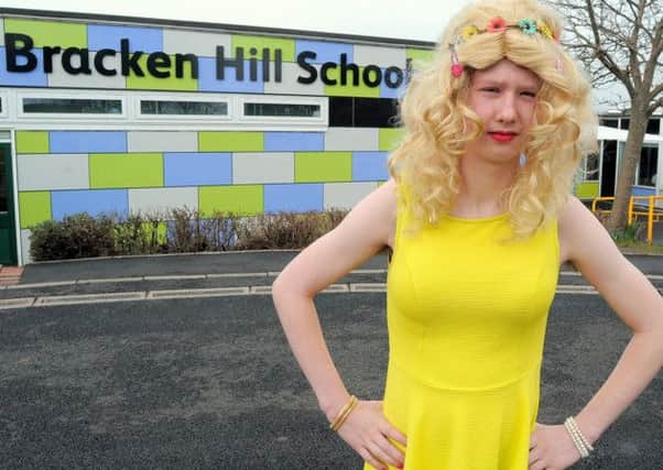 NASC 13-3-15 Lewis, Bracken Hill Special school pupil at Kirkby in Ashfield, Lewis Lamb aged 14, who dressed as a woman for Red Nose day