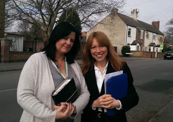 Broxtowe social worker Sarah Stray and team manager Sophie Eadsforth, on a visit in Eastwood.