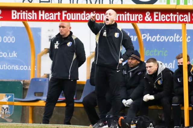 Adam Murray and the Stags bench.
