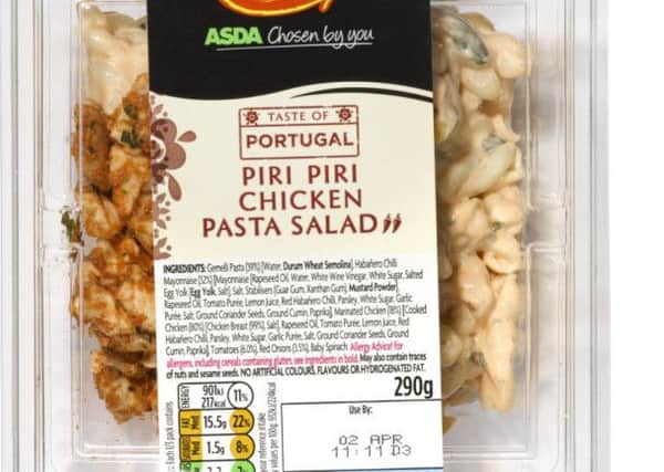 Asdas 290g piri piri chicken pasta salad contained two thirds of the recommended daily fat intake at 46.5g and had more fat than a Burger King bacon and cheese whopper.