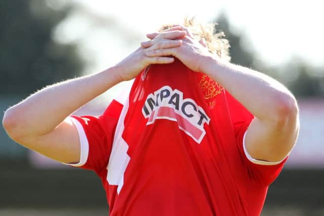 Action from Alfreton Town v Welling United. Alfreton manager Nicky Law.