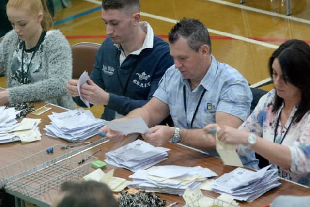 Sherwood and District General Election count and results at the Dukeries Leisure Centre, Boughton.