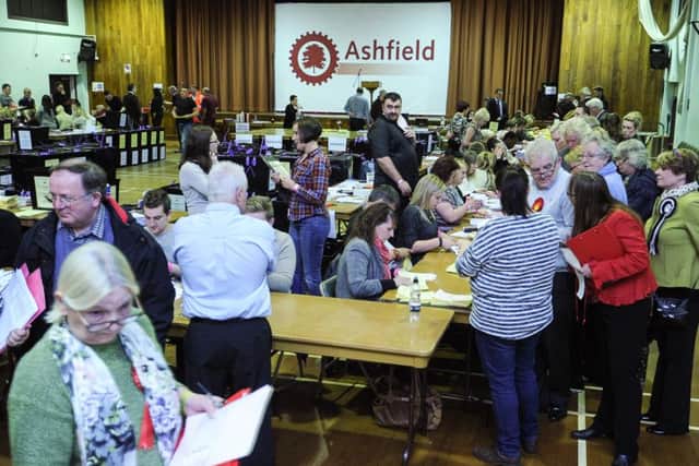 Election night in Ashfield at Festival Hall - Kirkby-in-Ashfield.