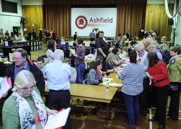 Election night in Ashfield at Festival Hall - Kirkby-in-Ashfield.