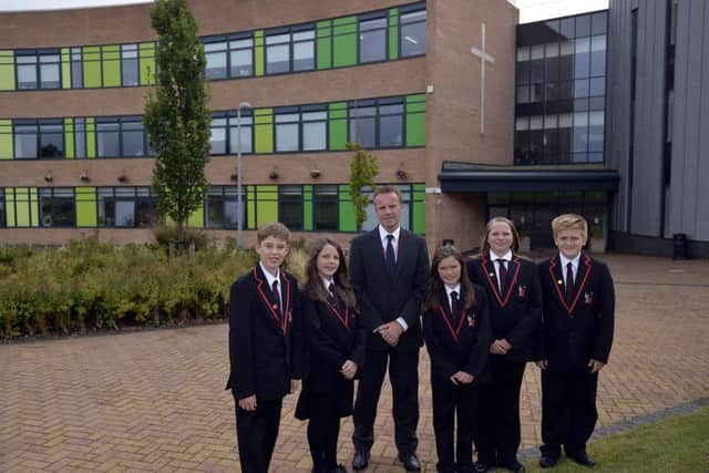 New Principal at The Samworth Church Academy Mansfield, Principal Barry Found pictured with students